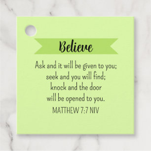 Étiquettes Cadeau Simple Lime Vert Demander Dieu Bible Verse Chrétie