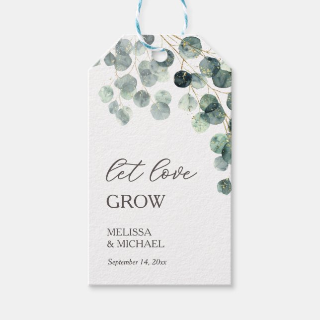 Étiquettes-cadeau Simple mariage feuille d'eucalyptus  (Devant)