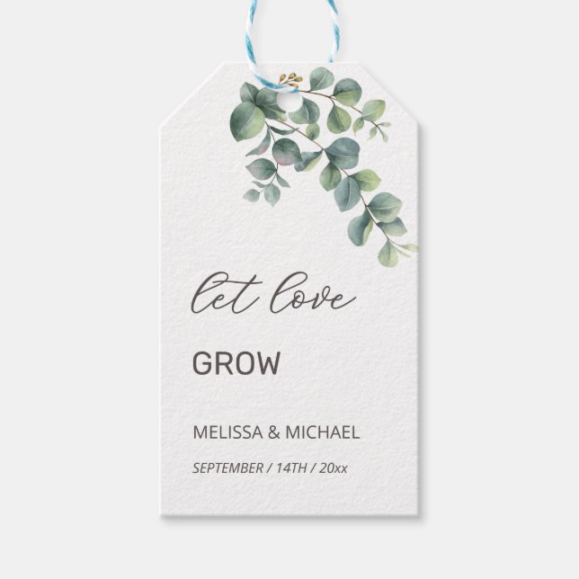 Étiquettes-cadeau Simple mariage feuille d'eucalyptus  (Devant)