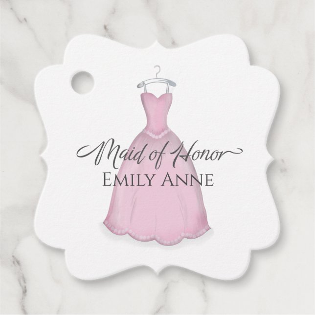 Étiquettes Cadeau Simple Mariage Maid of Honor Elegant Merci (Devant)