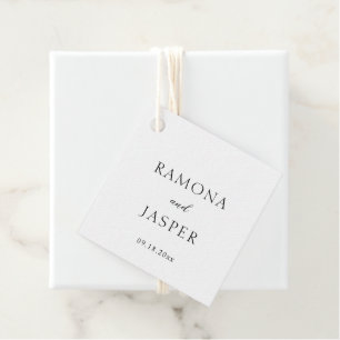Étiquettes Cadeau Simple Mariage Moderne Noir et Blanc