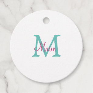 Étiquettes Cadeau simple minimal ajouter nom monogramme vert rose bl