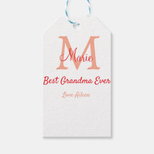Étiquettes-cadeau simple minimum meilleur grand-mère jamais rouge mo