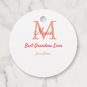 Étiquettes Cadeau simple minimum meilleur grand-mère jamais rouge mo