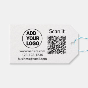 Étiquettes-cadeau Simple minimum q r code ajouter logo code d'analys