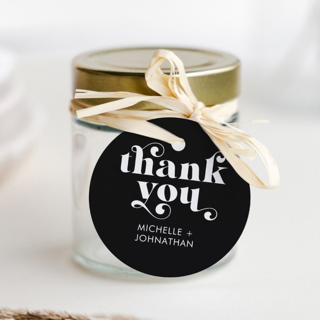Étiquettes Cadeau Simple Modern Minimalist Black & White Wedding  (Créateur téléchargé)