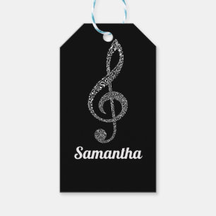 Étiquettes-cadeau Simple Moderne Clé De Treble Blancs Illustré