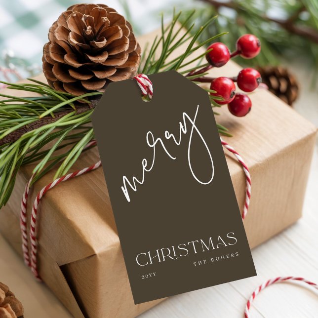 Étiquettes-cadeau Simple Moderne Élégant Joyeux Noël Script (Créateur téléchargé)