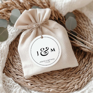 Étiquettes Cadeau Simple Monogramme De Mariage