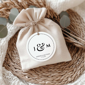 Étiquettes Cadeau Simple Monogramme De Mariage