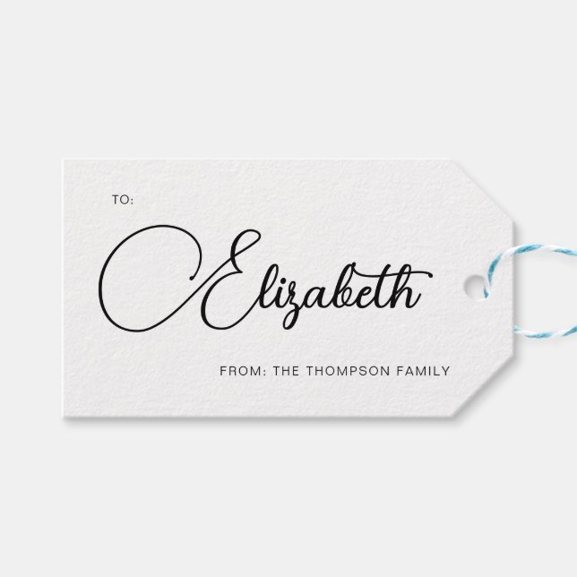 Étiquettes-cadeau Simple Mordern Calligraphie Nom Noël (Devant (Horizontal))