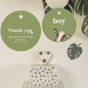 Étiquettes Cadeau Simple Moss Green Moo-ving à Soon