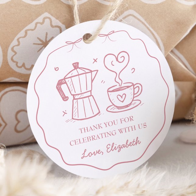 Étiquettes Cadeau Simple Pink Baby Is Brewing Thank You (Créateur téléchargé)