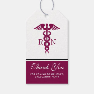 Étiquettes-cadeau Simple Red Caduceus Nurse Graduate Merci