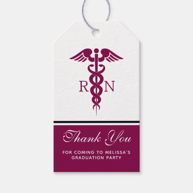 Étiquettes-cadeau Simple Red Caduceus Nurse Graduate Merci (Devant)