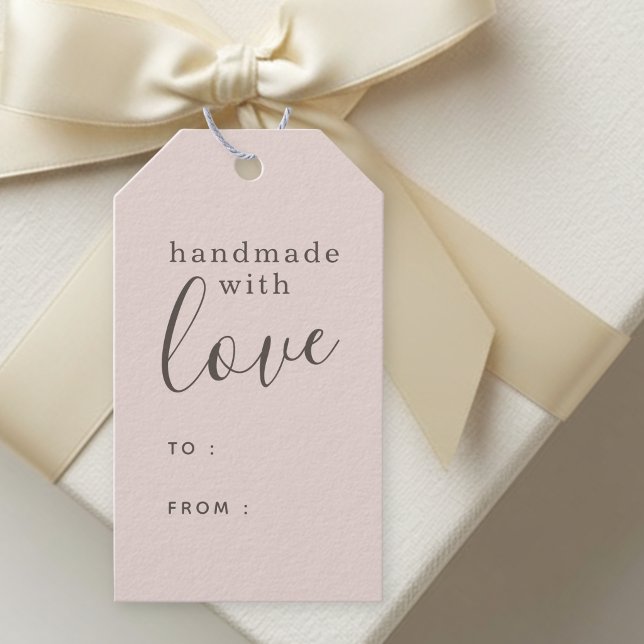 Étiquettes-cadeau Simple Rose Fait à la Main avec Amour (Créateur téléchargé)