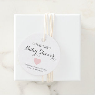 Étiquettes Cadeau Simple Rose Heart Girl Baby shower mignon