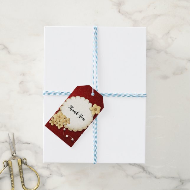 Étiquettes-cadeau Simple rouge (Avec de laficelle)