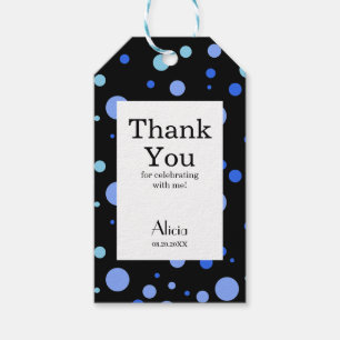 Étiquettes-cadeau Simple Sky Blue Polka Point Merci noir