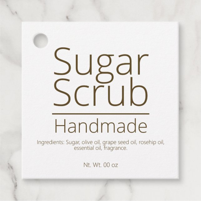 Étiquettes Cadeau Simple Sophistiqué Sugar Scrub Business Hobby (Devant)