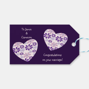 Étiquettes-cadeau Simple Two Hearts Félicitations pour votre mariage