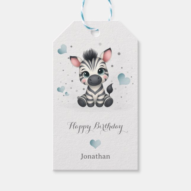 Étiquettes-cadeau Simple zèbre de dessin animé mignon (Devant)