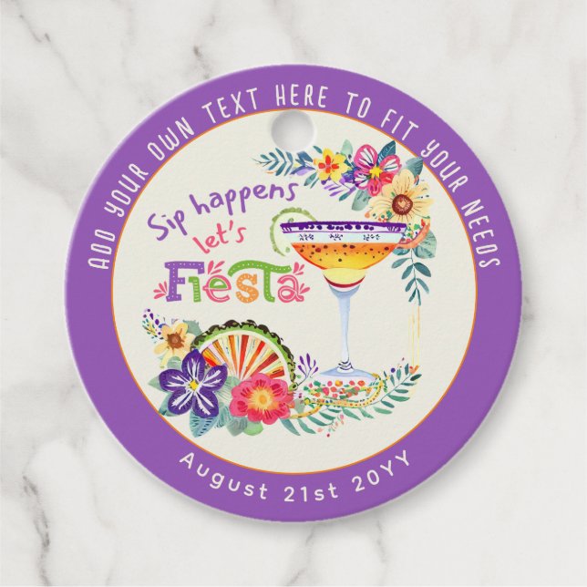 Étiquettes Cadeau Sip Happens ! FIESTA Custom (Devant)