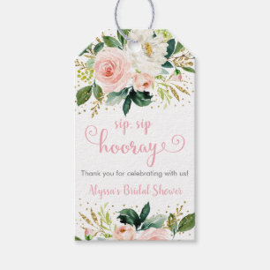 Étiquettes-cadeau Sip Sip Hooray Boho Floral Pink Gold Fête de l'ma