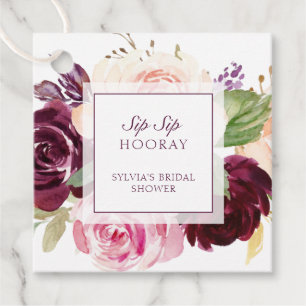 Étiquettes Cadeau Sip Sip Hooray Moody Plum Fête des mariées Florale