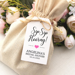 Étiquettes-cadeau SIP SIP HOORAY Wine Bridal Shower Heart Thank You