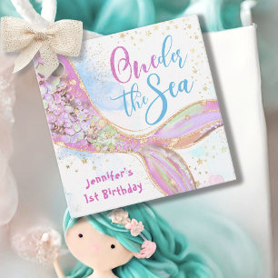 Étiquettes Cadeau Sirène 1er Anniversaire Oneder La Mer Rose