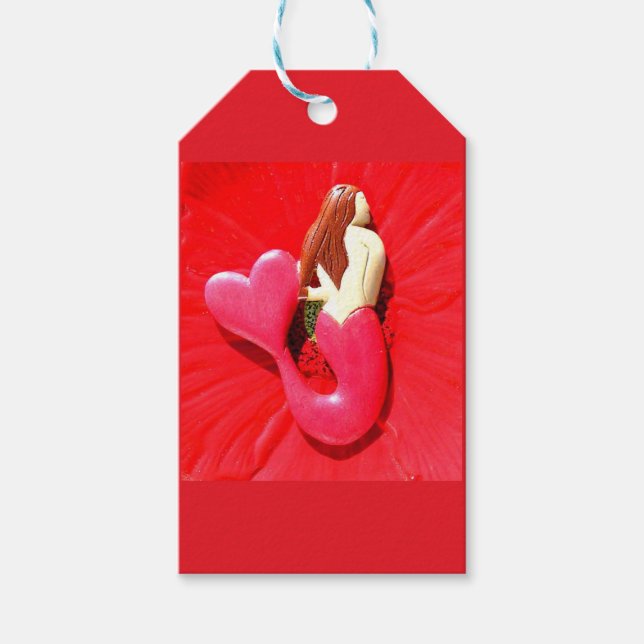 Étiquettes-cadeau sirène à queue rouge (Devant)