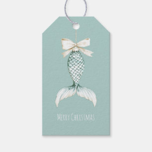 Étiquettes-cadeau Sirène de Noël Côtière Arc Bleu Plage Océan