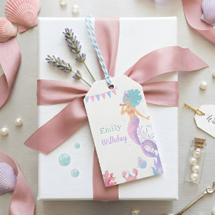 Étiquettes-cadeau Sirène Magique Anniversaire Enfants Sous la Mer