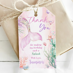 Étiquettes-cadeau Sirène Rose 1er Anniversaire Oneder La Mer