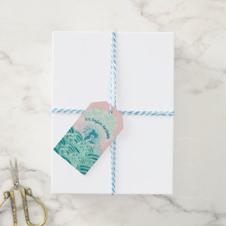 Étiquettes-cadeau Sirène Rose Bleu Vert Vagues Océaniques Fête D'ann