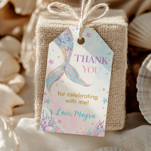 Étiquettes-cadeau Sirène sous la mer Anniversaire Merci