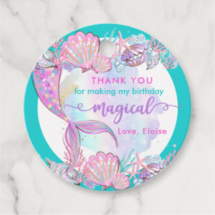 Étiquettes Cadeau Sirène Sous La Mer Fête Anniversaire Magique