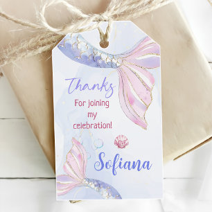 Étiquettes-cadeau Sirène Violette 1er Anniversaire Oneder la Mer