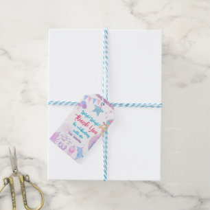Étiquettes-cadeau Sirène Whimsical Sous La Mer Merci Anniversaire