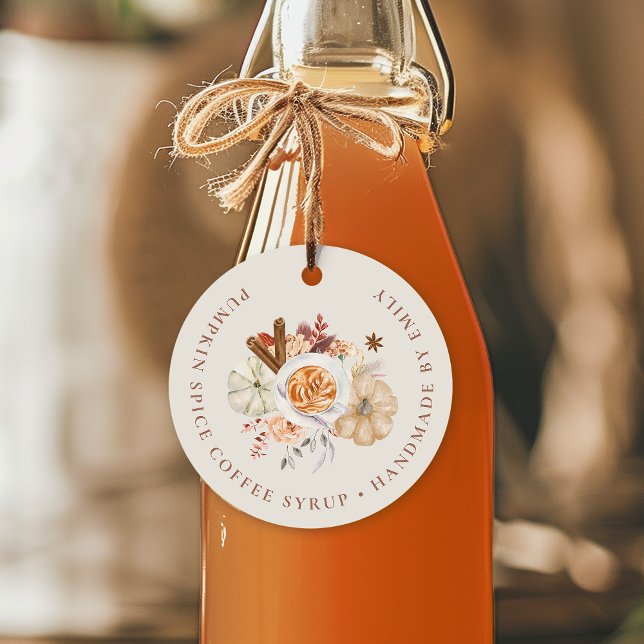 Étiquettes Cadeau Sirop de café personnalisé à la citrouille et aux  (Créateur téléchargé)