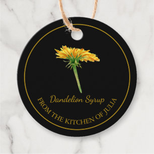 Étiquettes Cadeau Sirop de Dandelion maison simple Hang Tag l Noir