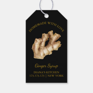 Étiquettes-cadeau Sirop de gingembre maison simple Hang Tag l Noir