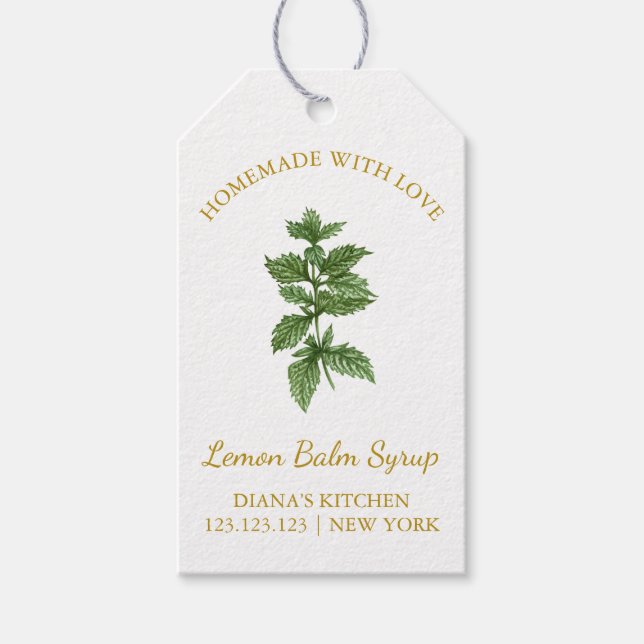 Étiquettes-cadeau Sirop de sirop de baume au citron maison simple Ha (Devant)