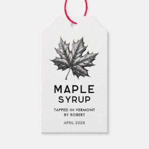 Étiquettes-cadeau Sirop d'érable fait maison avec des feuilles
