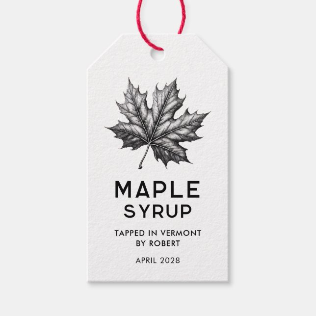 Étiquettes-cadeau Sirop d'érable fait maison avec des feuilles (Devant)