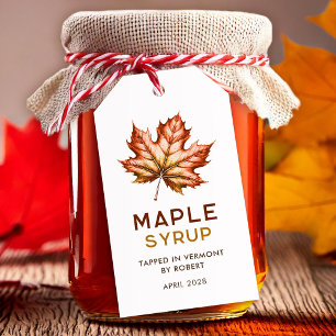 Étiquettes-cadeau Sirop d'érable fait maison avec des feuilles