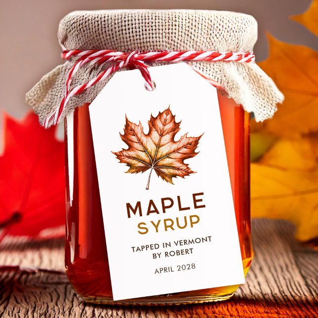 Étiquettes-cadeau Sirop d'érable fait maison avec des feuilles (Créateur téléchargé)