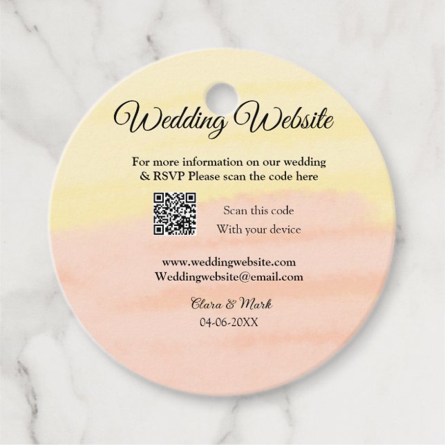 Étiquettes Cadeau site web de mariage ajoutez code Q R scan ajoutez  (Devant)