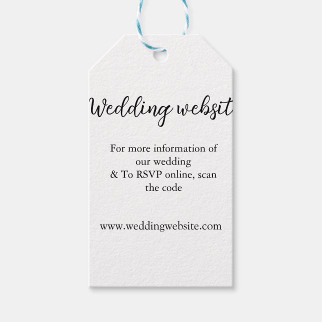 Étiquettes-cadeau site web mariage ajouter q r code nom du couple dé (Devant)